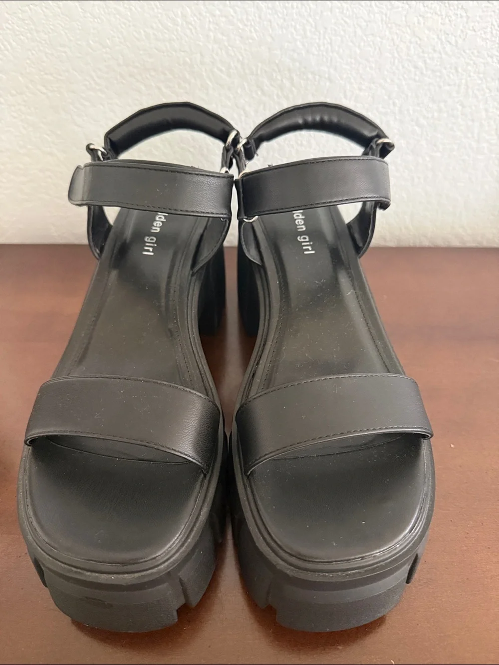 Madden Girl - Chunky Black Platform Sandals - Picture 2 of 3